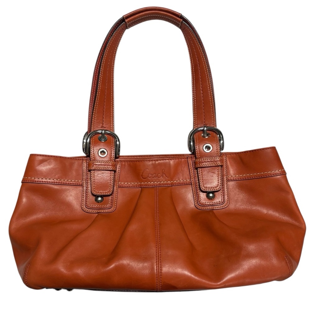 Coach vintage Soho purse Buckle Shoulder Bag pleated orange Leather zip top